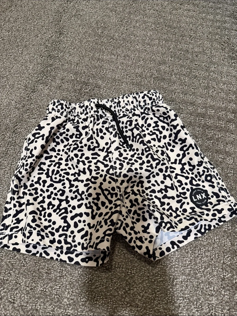 LNX Kids Black & White Printed Swim Trunks